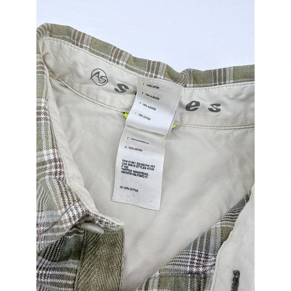 The North Face A5 Series Mens Large Plaid Button Up Shirt Green Cotton ATM8
